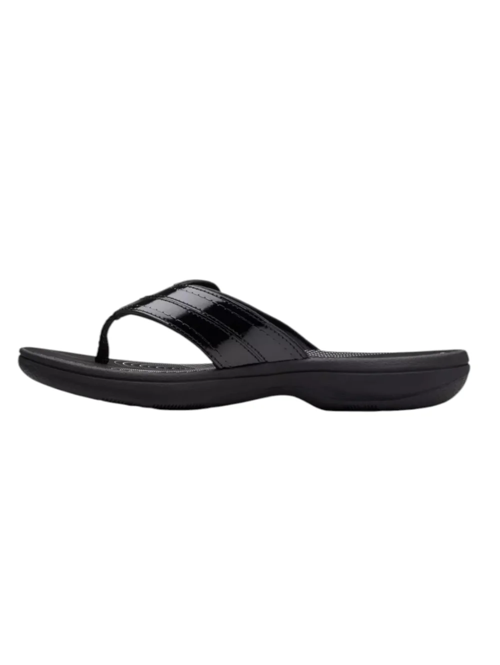Clarks Cloudsteppers Black Patent  CushionSoft Flip Flop Sandals Women's 10